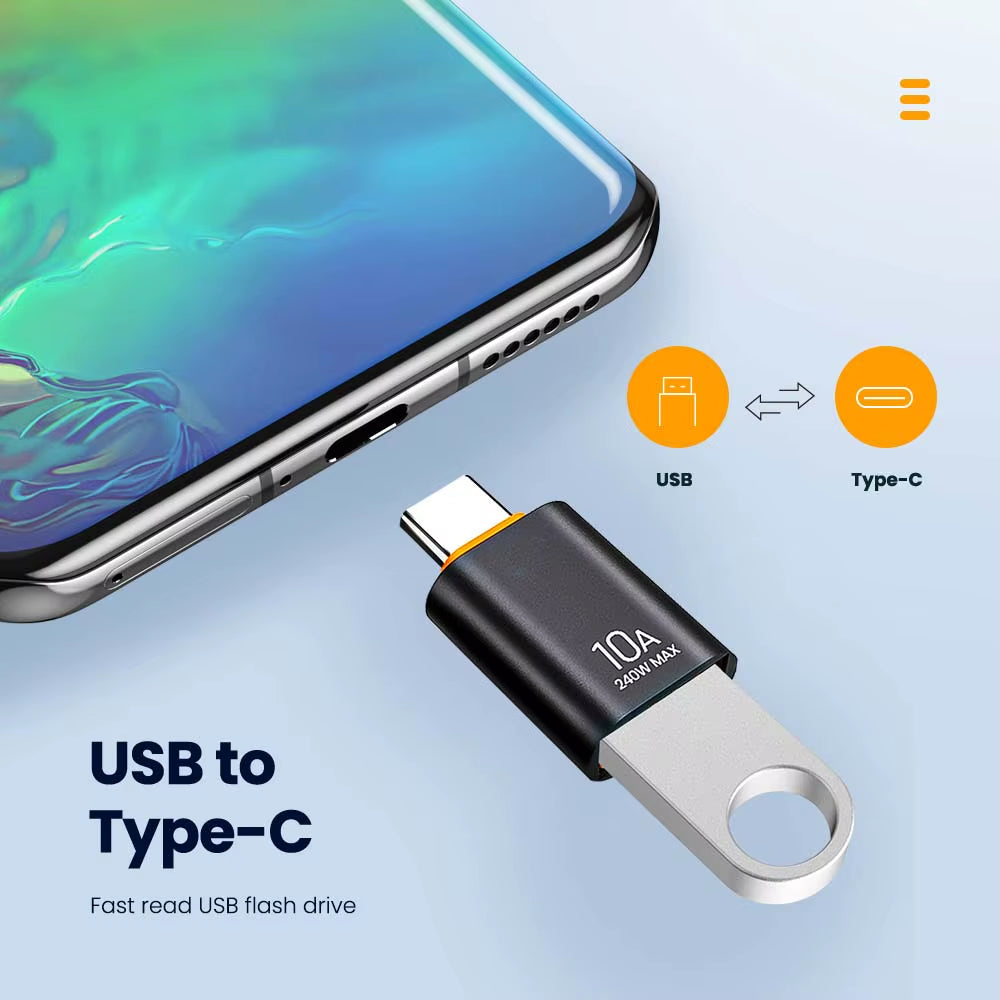 10A OTG USB 3.0 to Type C Adapter USB C Male to USB Female Converter Fast Charging OTG for Macbook Laptop Xiaomi Samsung
