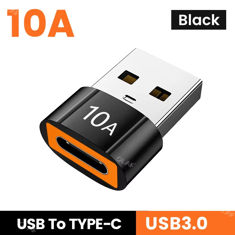 10A OTG USB 3.0 to Type C Adapter USB C Male to USB Female Converter Fast Charging OTG for Macbook Laptop Xiaomi Samsung