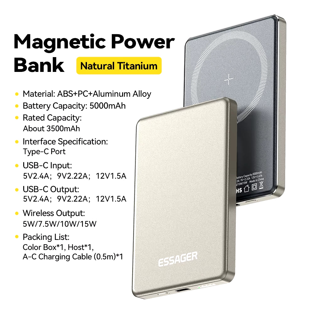 Thin Wireless Power Bank Magnetic 20W 5000Mah Portable Fast Charging External Battery for Magsafe for Iphone 17 16 15 14