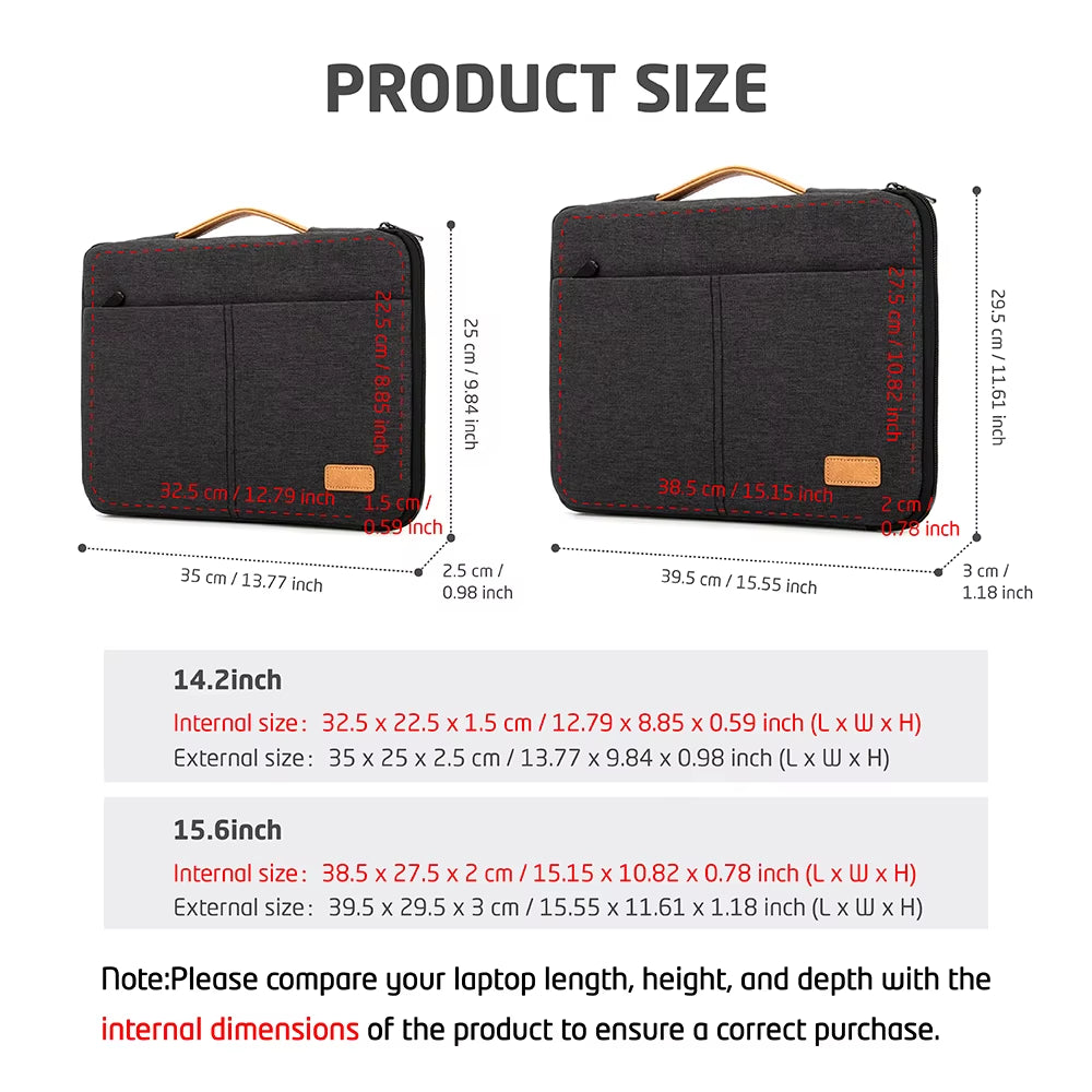 Laptop Sleeve Bag 14 15.6 Inch Notebook Pouch for Macbook HP Dell Acer Shockproof Computer Briefcase Travel Business Men Case
