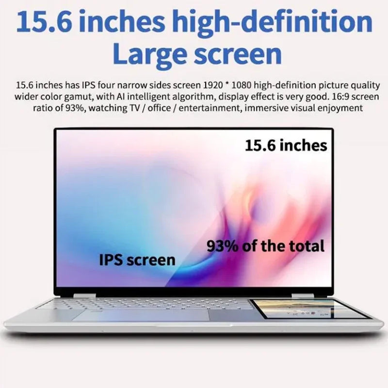 Double Screen Touch 15.6″ +7″ IPS Brand New Business Laptop