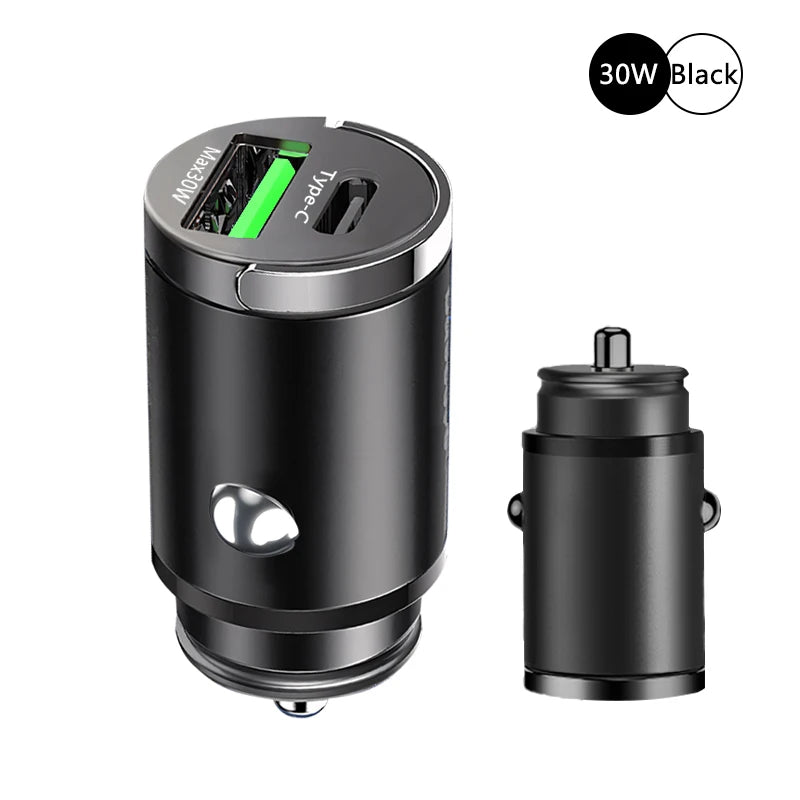 100W Mini Car Charger Lighter Fast Charging for Iphone QC3.0 Mini PD USB Type C Car Phone Charger for Xiaomi Samsung Huawei