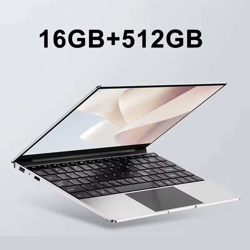 14.1" Ultra Slim Laptop 16GB RAM 2TB SSD  N3700 Notebook Gamer 1920*1080 Display Office Study Computer PC Windows 11 Pro