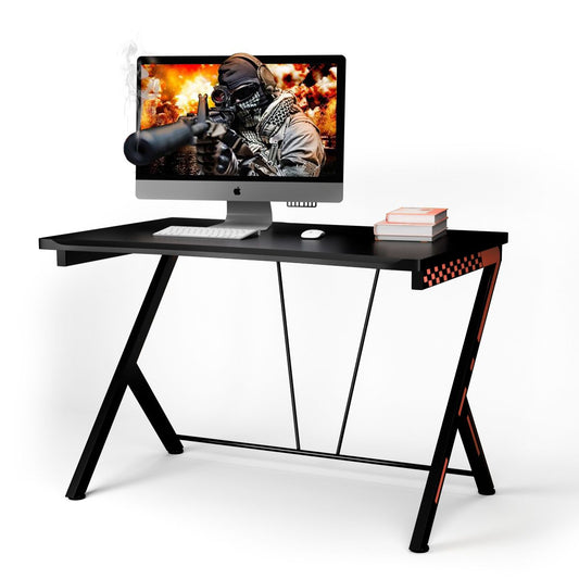 Scrivania Gaming Ergonomica Da 116Cm, Scrivania Multiuso per PC Con Struttura in Metallo Nero
