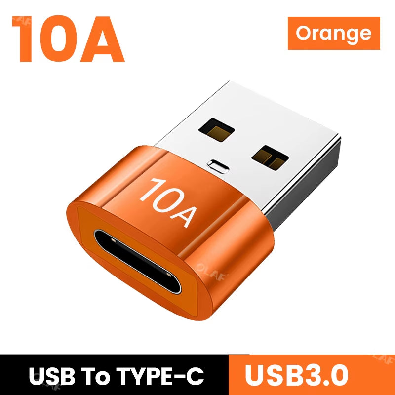 10A OTG USB 3.0 to Type C Adapter USB C Male to USB Female Converter Fast Charging OTG for Macbook Laptop Xiaomi Samsung