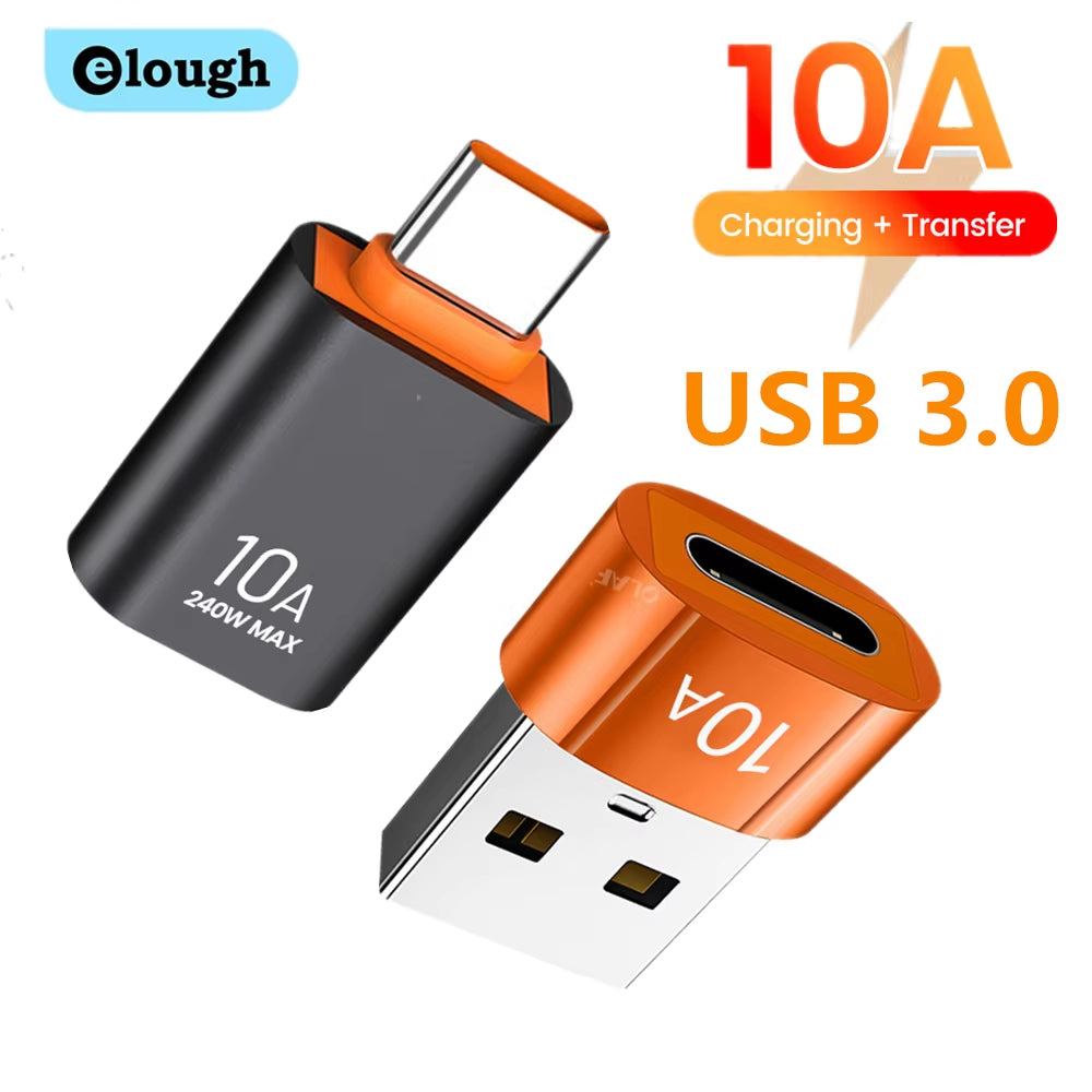 10A OTG USB 3.0 to Type C Adapter USB C Male to USB Female Converter Fast Charging OTG for Macbook Laptop Xiaomi Samsung