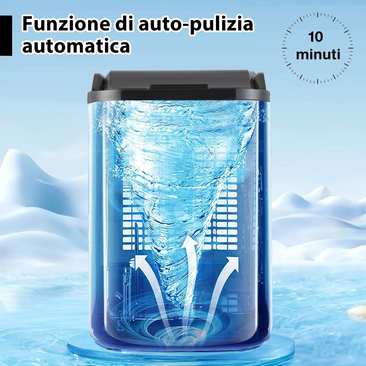 Fabbricatore Di Ghiaccio Con 2 Modi Di Ricarica Dell'Acqua Finitura in Acciaio Inox, Macchina Di Ghiaccio Argento