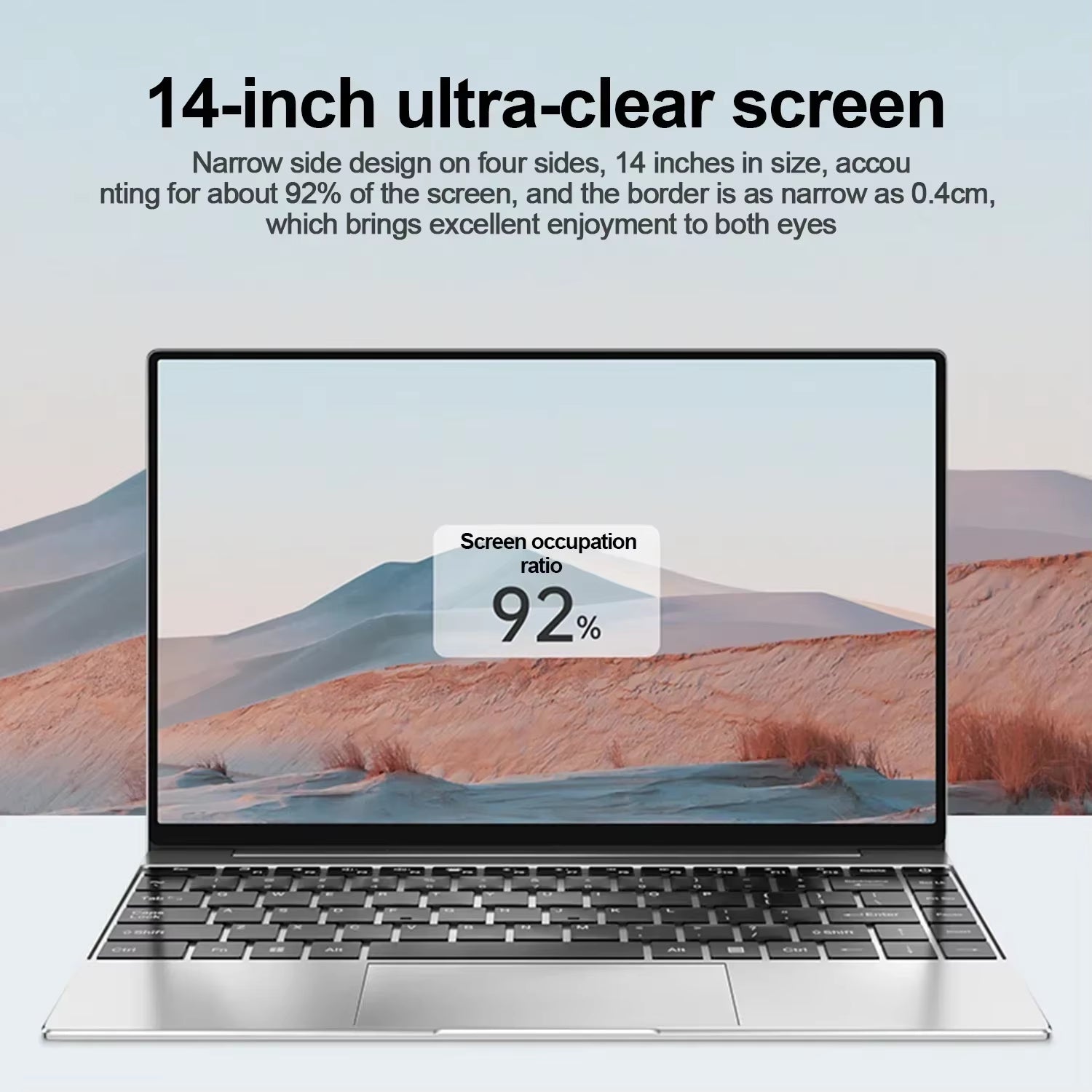 14.1" Ultra Slim Laptop 16GB RAM 2TB SSD  N3700 Notebook Gamer 1920*1080 Display Office Study Computer PC Windows 11 Pro