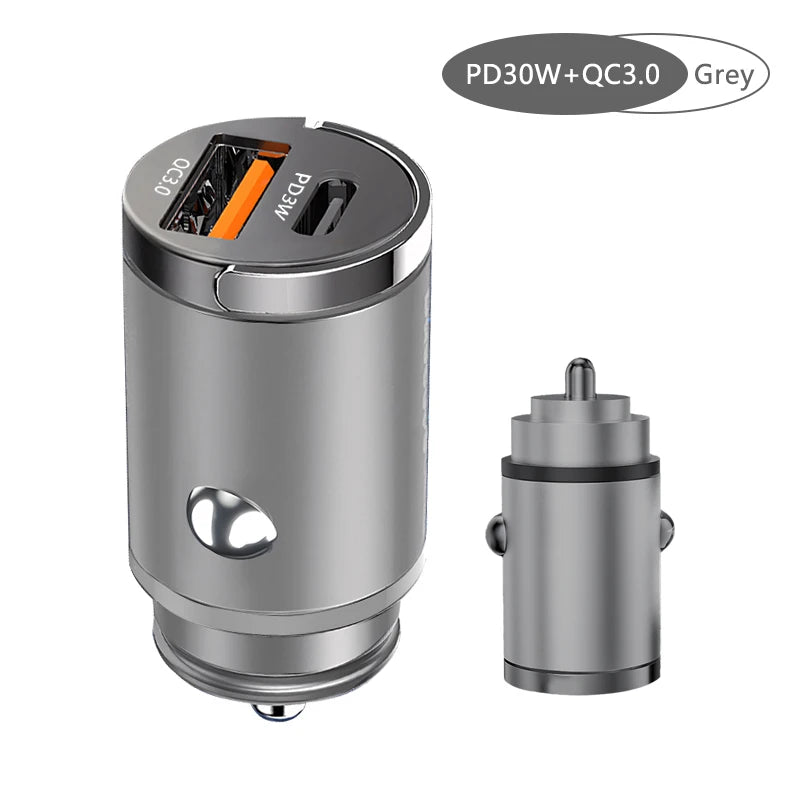 100W Mini Car Charger Lighter Fast Charging for Iphone QC3.0 Mini PD USB Type C Car Phone Charger for Xiaomi Samsung Huawei