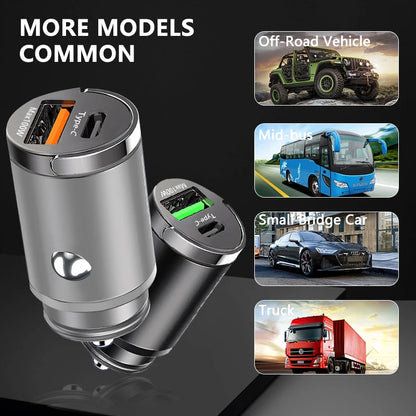 100W Mini Car Charger Lighter Fast Charging for Iphone QC3.0 Mini PD USB Type C Car Phone Charger for Xiaomi Samsung Huawei