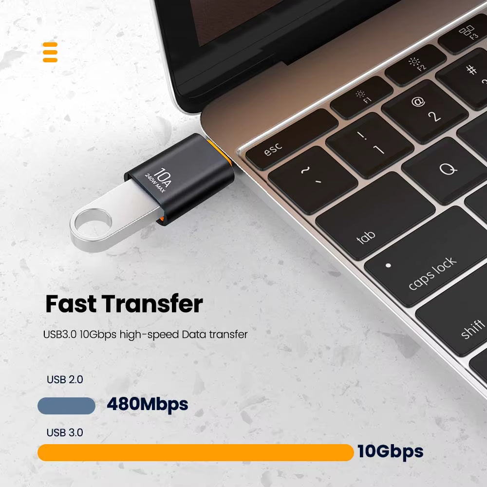 10A OTG USB 3.0 to Type C Adapter USB C Male to USB Female Converter Fast Charging OTG for Macbook Laptop Xiaomi Samsung