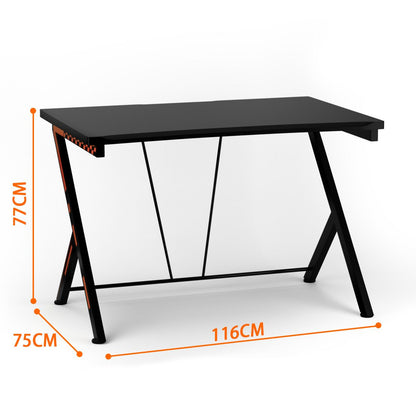 Scrivania Gaming Ergonomica Da 116Cm, Scrivania Multiuso per PC Con Struttura in Metallo Nero
