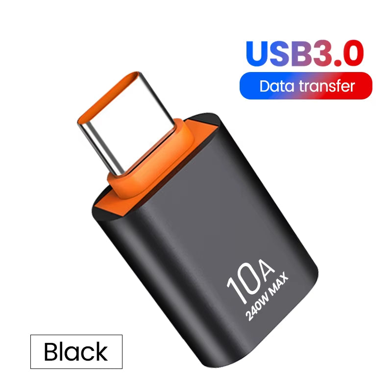 10A OTG USB 3.0 to Type C Adapter USB C Male to USB Female Converter Fast Charging OTG for Macbook Laptop Xiaomi Samsung