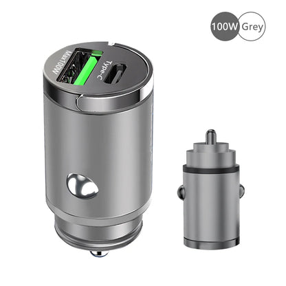 100W Mini Car Charger Lighter Fast Charging for Iphone QC3.0 Mini PD USB Type C Car Phone Charger for Xiaomi Samsung Huawei