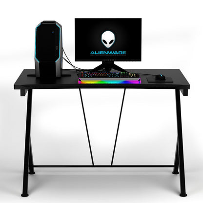 Scrivania Gaming Ergonomica Da 116Cm, Scrivania Multiuso per PC Con Struttura in Metallo Nero