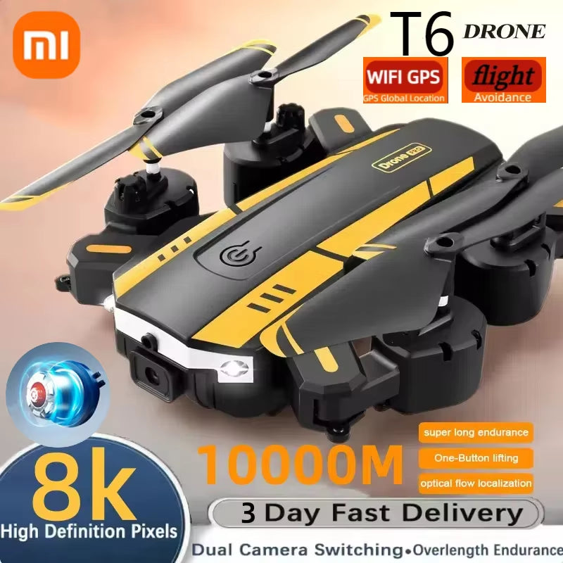 Xiaomi T6 Drone 8K Profesional 4K HD GPS Camera Obstacle Avoidance Aerial Photography Optical Flow Foldable Quadcopter Gift 1KM